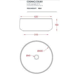 Раковина ArtCeram Cognac COL001 14 87 акция Rosso corallo 42 см